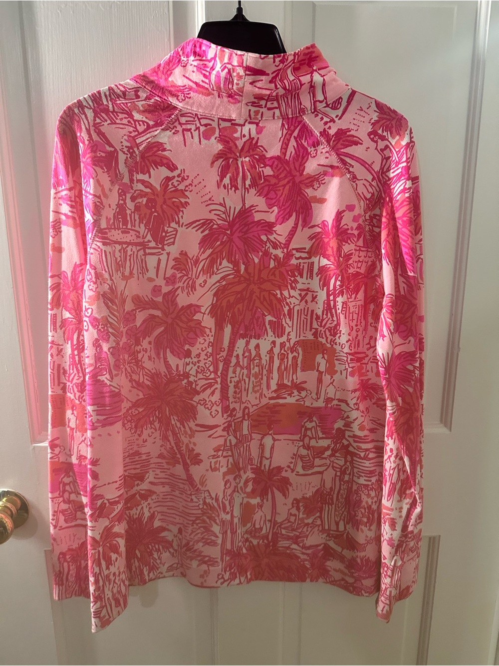 Lilly Pulitzer Pink & Coral Palm-Print Quarter Zip - Picture 5 of 5